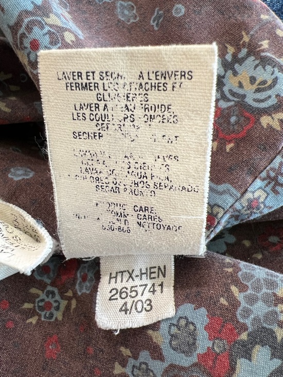 Tommy Hilfiger Y2K Stretch Denim Coat Floral Paisley Lined Long Jacket Size L - Picture 13 of 16